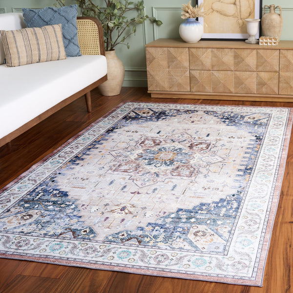 Safavieh Arizona Beige Ivory Area Rug — Low-Pile Traditional Design, Durable Polyester, Washable, Slip-Resistant Flooring Accent For Living Rooms And Dining Spaces 8'-0" x 10'-0" ARZ333C-8