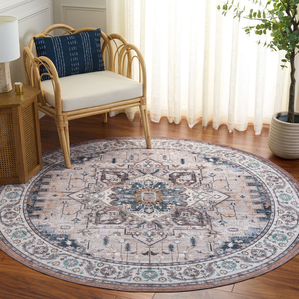 Safavieh Arizona Beige Ivory Area Rug — Low-Pile Traditional Design, Durable Polyester, Washable, Slip-Resistant Flooring Accent For Living Rooms And Dining Spaces 8'-0" x 10'-0" ARZ333C-8