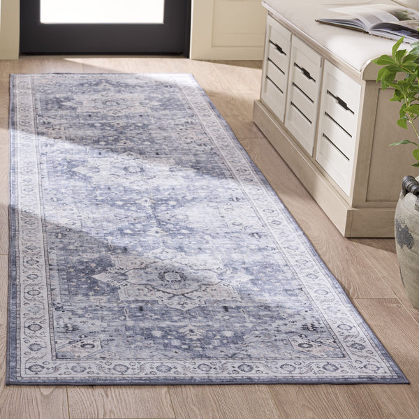 Safavieh Arizona Classic Round Grey Ivory Area Rug — Power-Loomed Polyester, Low Pile, Slip-Resistant Anchor (6Ft) 6'-0" x 6'-0" ARZ333G-6R