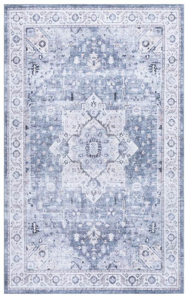 Safavieh Arizona Classic Round Grey Ivory Area Rug — Power-Loomed Polyester, Low Pile, Slip-Resistant Anchor (6Ft) 6'-0" x 6'-0" ARZ333G-6R
