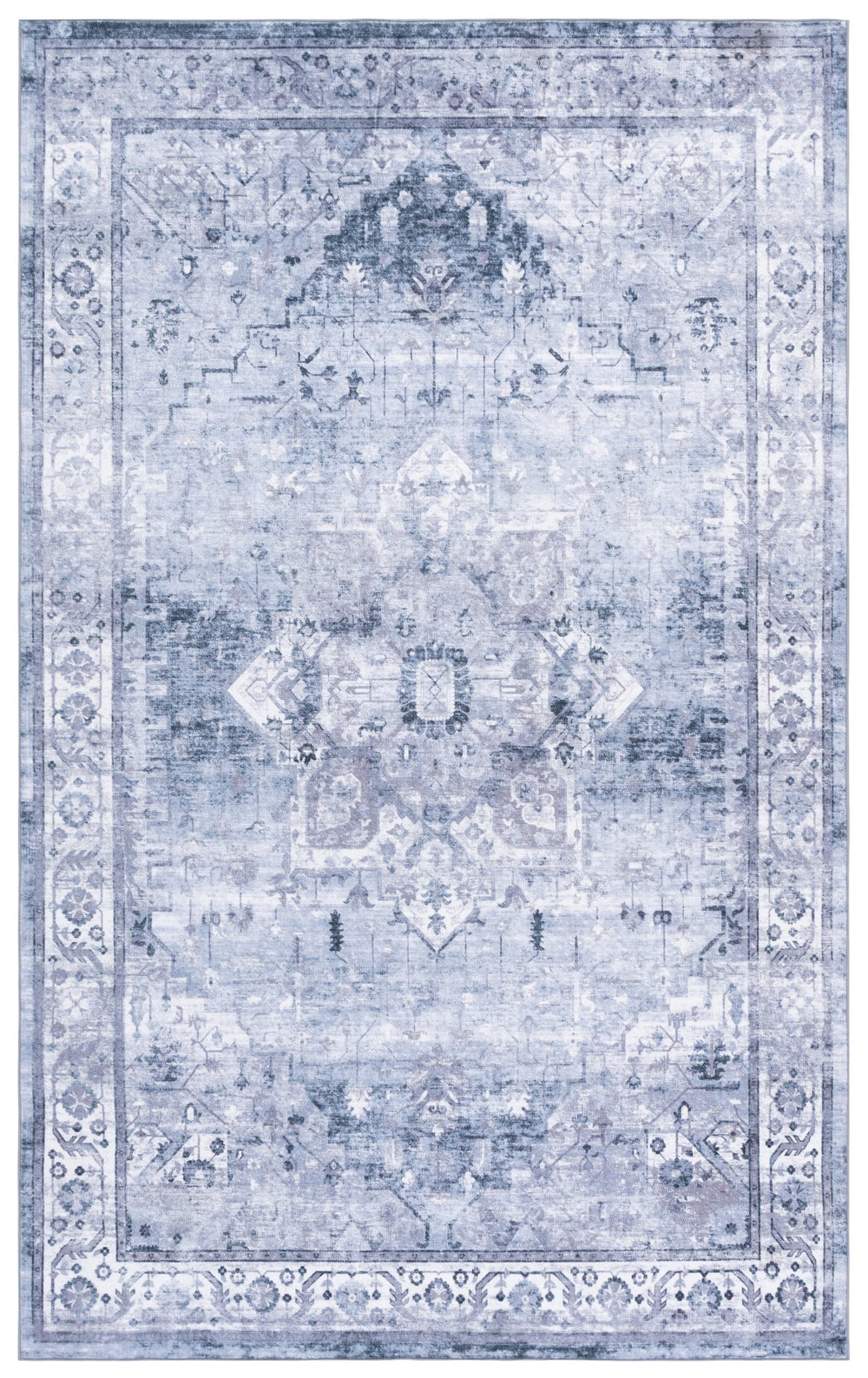 Safavieh Arizona Round Area Rug In Dark Grey And Ivory — Low-Profile, Washable Polyester With Slip Backing For Durability And Style 6'-0" x 6'-0" ARZ333H-6R