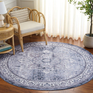 Safavieh Arizona Round Area Rug In Dark Grey And Ivory — Low-Profile, Washable Polyester With Slip Backing For Durability And Style 6'-0" x 6'-0" ARZ333H-6R