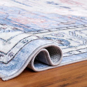 Safavieh Arizona Soft Beige & Light Blue Square Rug With Low-Profile Pile, Durable Polyester, Washable Elegance 6'-0" x 6'-0" ARZ333L-6SQ
