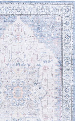 Safavieh Arizona Low-Profile 8X10 Rug In Beige & Light Blue — Power-Loomed Polyester, Stain-Resistant, Washable 8'-0" x 10'-0" ARZ333L-8