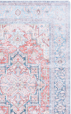 Safavieh Arizona Runner Rug With Oriental-Inspired Rust & Blue Palette, Low-Profile, Durable, Washable Finish 2'-6" x 8'-0" ARZ338P-28