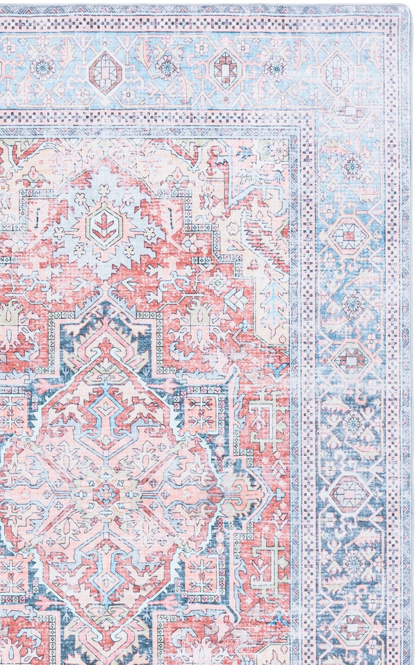 Safavieh Arizona Runner Rug With Oriental-Inspired Rust & Blue Palette, Low-Profile, Durable, Washable Finish 2'-6" x 8'-0" ARZ338P-28