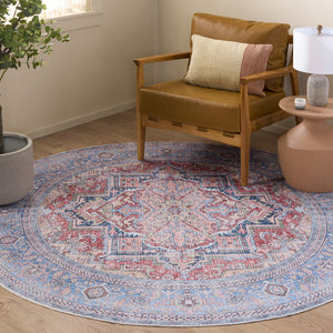 Safavieh Arizona Runner Rug With Oriental-Inspired Rust & Blue Palette, Low-Profile, Durable, Washable Finish 2'-6" x 8'-0" ARZ338P-28