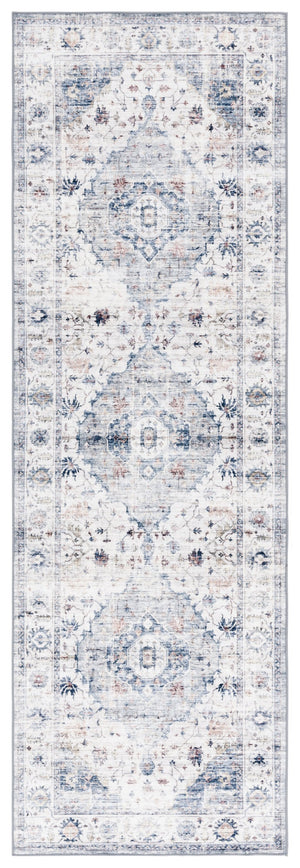 Safavieh Arizona Elegant Polyester Rug For Hallways - Slip Resistant, Washable, Traditional Design, 10 Ft Light Blue ,Ivory Polyester Arz517l-212