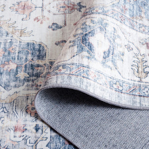 Safavieh Arizona Elegant Polyester Rug For Hallways - Slip Resistant, Washable, Traditional Design, 10 Ft Light Blue ,Ivory Polyester Arz517l-212