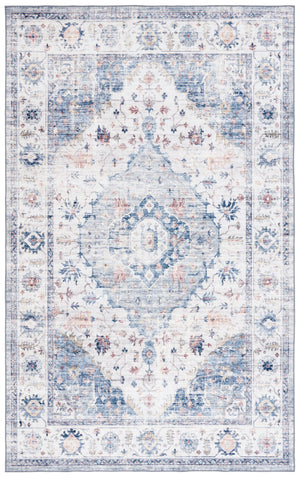 Safavieh Arizona Elegant Polyester Rug For Hallways - Slip Resistant, Washable, Traditional Design, 10 Ft Light Blue ,Ivory Polyester Arz517l-212