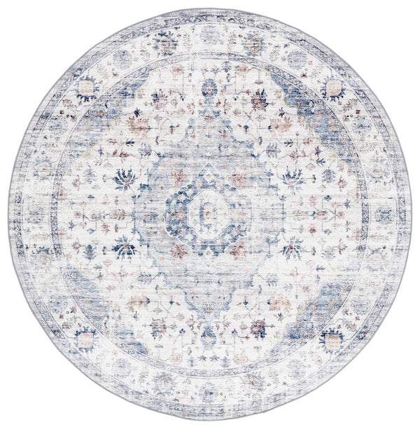 Safavieh Arizona Elegant Polyester Rug For Hallways - Slip Resistant, Washable, Traditional Design, 10 Ft Light Blue ,Ivory Polyester Arz517l-212