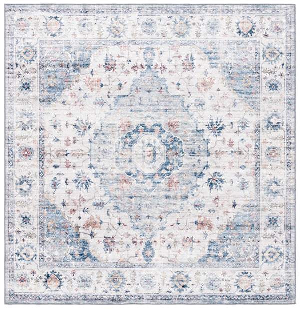 Safavieh Arizona Elegant Polyester Rug For Hallways - Slip Resistant, Washable, Traditional Design, 10 Ft Light Blue ,Ivory Polyester Arz517l-212