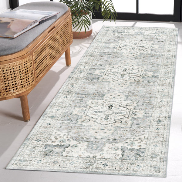 Safavieh Arizona Elegant Traditional Rug For Sophisticated Living Spaces – Durable, Washable & Stylish Design Light Grey ,Beige Polyester Arz520f-8r