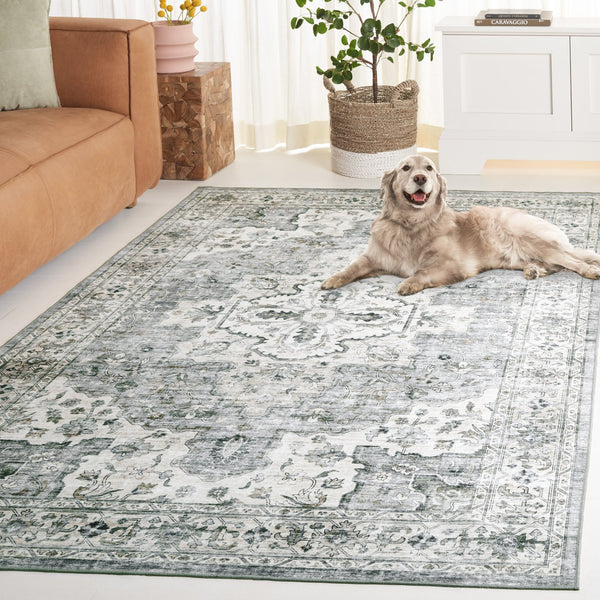 Safavieh Arizona Elegant Traditional Rug For Sophisticated Living Spaces – Durable, Washable & Stylish Design Light Grey ,Beige Polyester Arz520f-8r