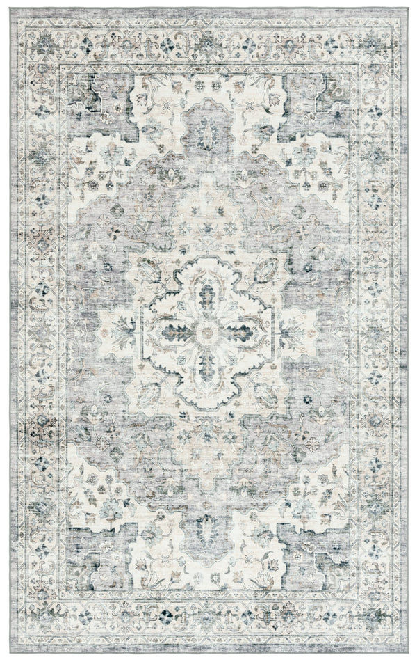 Safavieh Arizona Elegant Traditional Rug For Sophisticated Living Spaces – Durable, Washable & Stylish Design Light Grey ,Beige Polyester Arz520f-8r