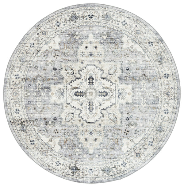 Safavieh Arizona Elegant Traditional Rug For Sophisticated Living Spaces – Durable, Washable & Stylish Design Light Grey ,Beige Polyester Arz520f-8r