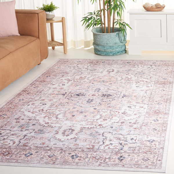 Safavieh Arizona Elegant Traditional Rug For Sophisticated Living Spaces – Durable, Washable & Stylish Design Peach ,Beige Polyester Arz520u-24