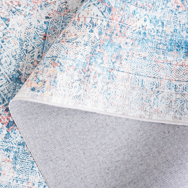 Safavieh Arizona Traditional Style Elegant Area Rug - Luxurious Washable Design With Slip-resistant Quality Blue ,Rust Polyester Arz539m-212