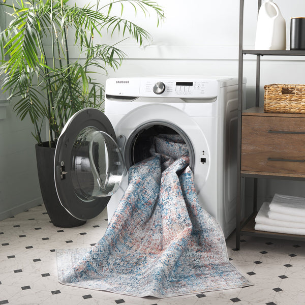 Safavieh Arizona Traditional Style Elegant Area Rug - Luxurious Washable Design With Slip-resistant Quality Blue ,Rust Polyester Arz539m-212