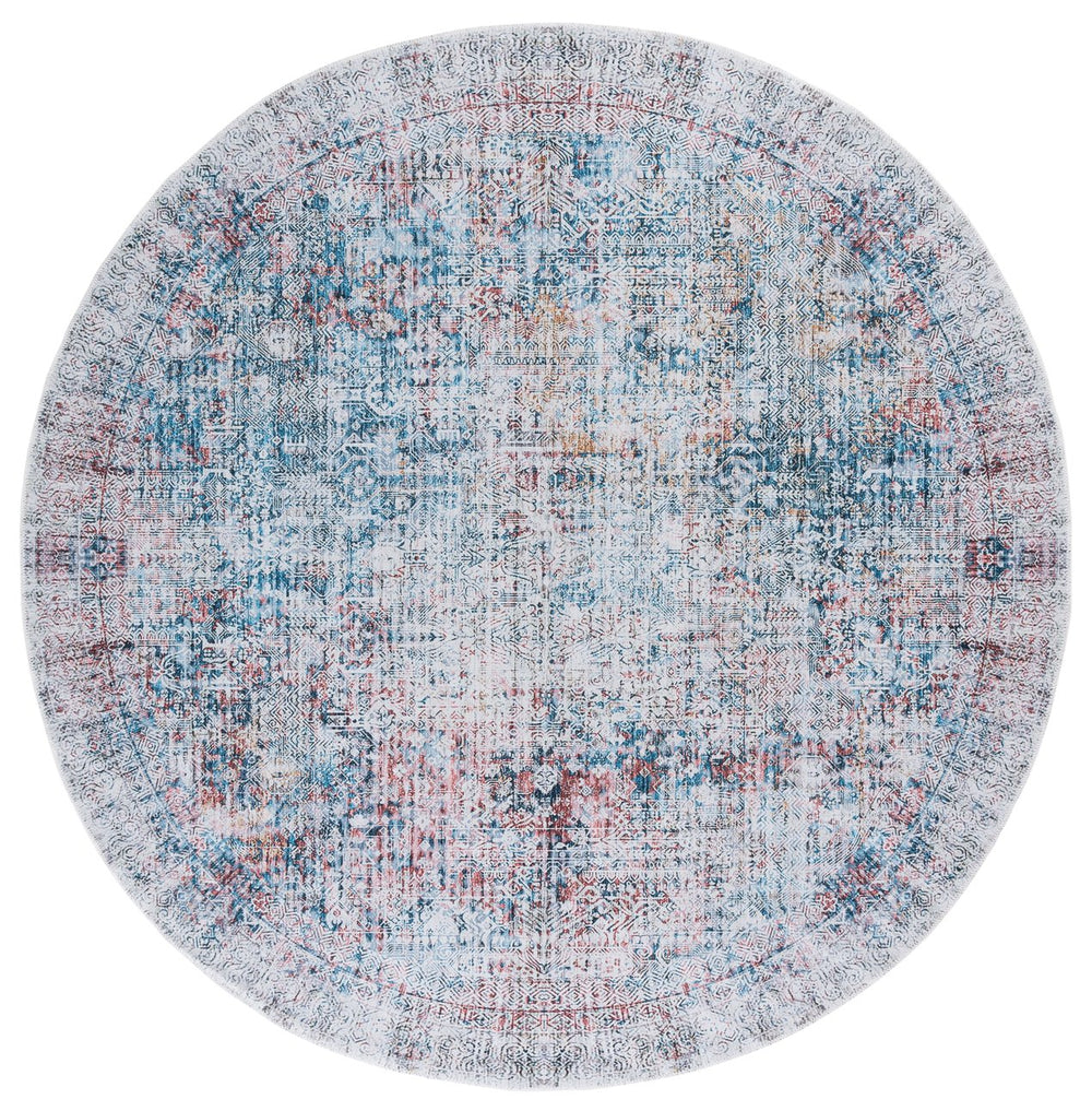 Safavieh Arizona Traditional Style Elegant Area Rug - Luxurious Washable Design With Slip-resistant Quality Blue ,Rust Polyester Arz539m-212