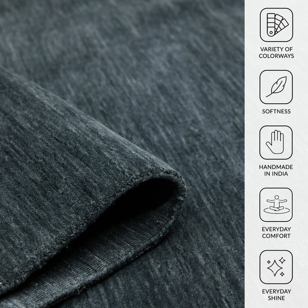 Amer Rugs Arizona Hand-woven Area Rug - Luxurious Soft Touch, Versatile Design For Any Home Décor Setting Dark Gray Wool Arz60203