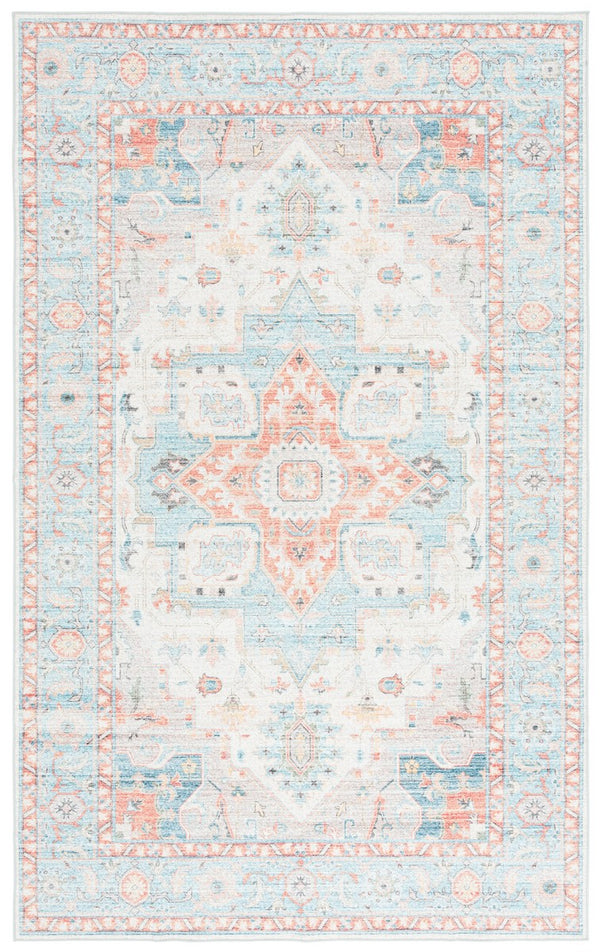 Safavieh Arizona 913 ARZ913 Power Loomed Traditional Rug Turquoise / Rust ARZ913K-9