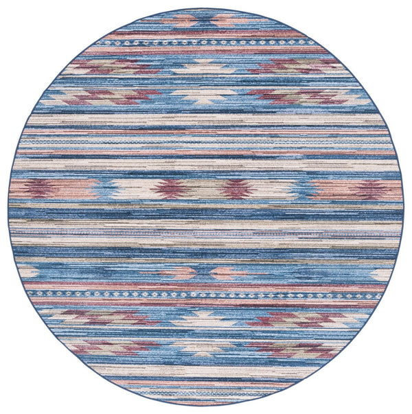 Safavieh Arizona 930 ARZ930 Power Loomed Bohemian Rug Blue / Rust ARZ930M-9