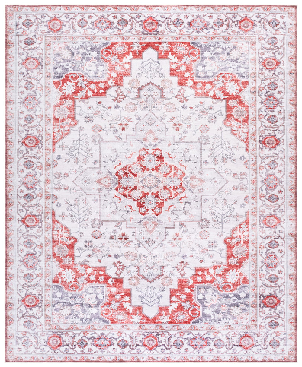 Safavieh Arizona Medium Rectangle Rug 5X7 Light Grey & Rust Oriental-Inspired, Low Pile Polyester, Durable ARZW305F-57
