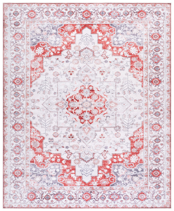 Safavieh Arizona Medium Rectangle Rug 5X7 Light Grey & Rust Oriental-Inspired, Low Pile Polyester, Durable ARZW305F-57