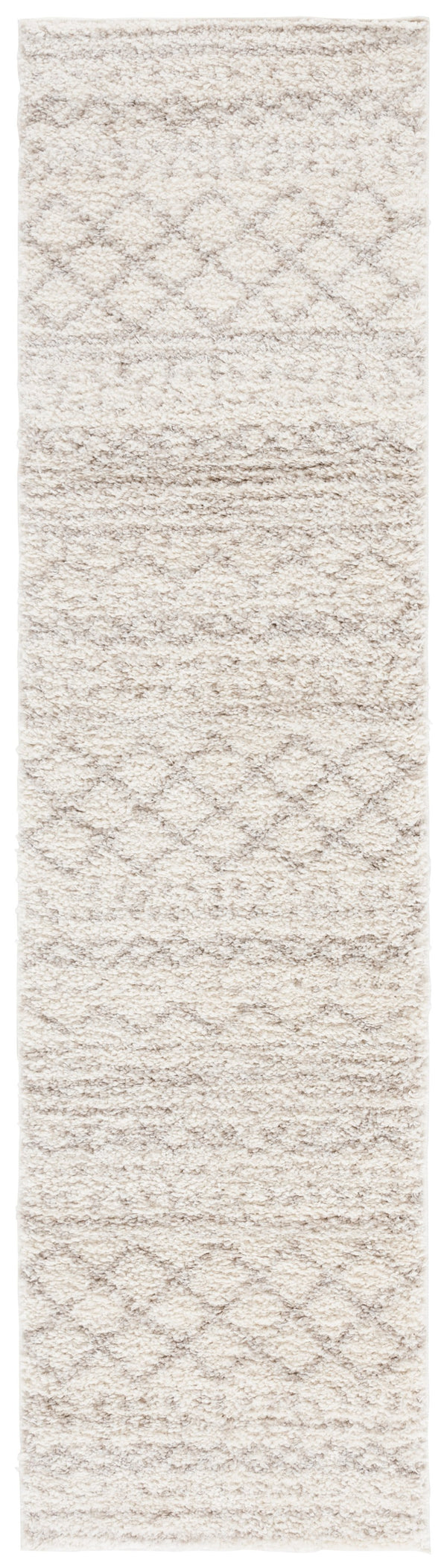 Safavieh Arizona Plush Shag Area Rug Ivory Beige With Geometric Tribal Motif — Power-Loomed Turkish Quality 6'-0" x 8'-0" ASG741A-68