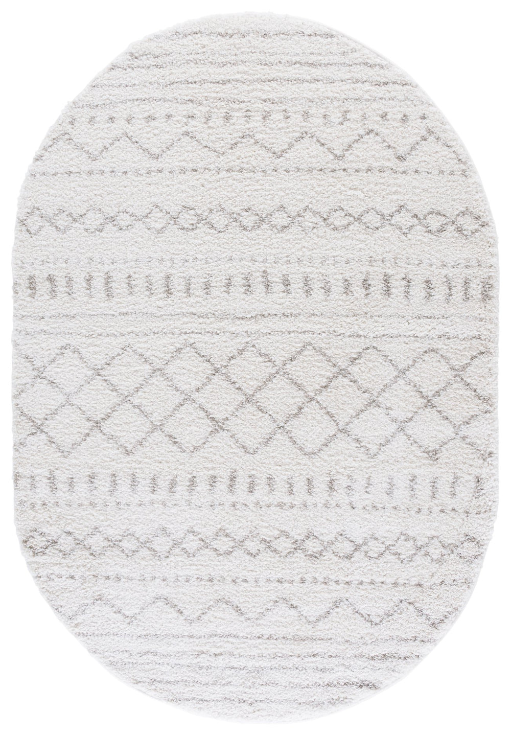 Safavieh Arizona Oval Area Rug 5'0" X 8'0" - Plush Ivory Beige Design With Geometric Motifs For Elegant Spaces Ivory ,Beige 70% Polypropylene  22% Jute  8% Polyester Asg741a-5ov