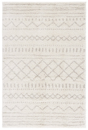 Safavieh Arizona Plush Shag Area Rug Ivory Beige With Geometric Tribal Motif — Power-Loomed Turkish Quality 6'-0" x 8'-0" ASG741A-68