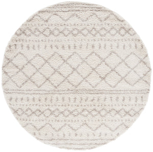 Safavieh Arizona Plush Shag Area Rug Ivory Beige With Geometric Tribal Motif — Power-Loomed Turkish Quality 6'-0" x 8'-0" ASG741A-68