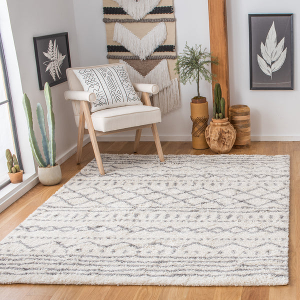 Safavieh Arizona Shag 741 Power Loomed Rug Ivory / Grey 8' x 8' Square ASG741F-8SQ