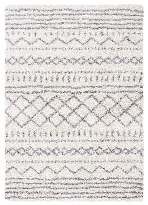 Safavieh Arizona Shag Area Rug - Elegant Geometric Design In Ivory And Beige For Cozy Home Decor Solutions Ivory ,Grey 70% Polypropylene  22% Jute  8% Polyester Asg741f-68
