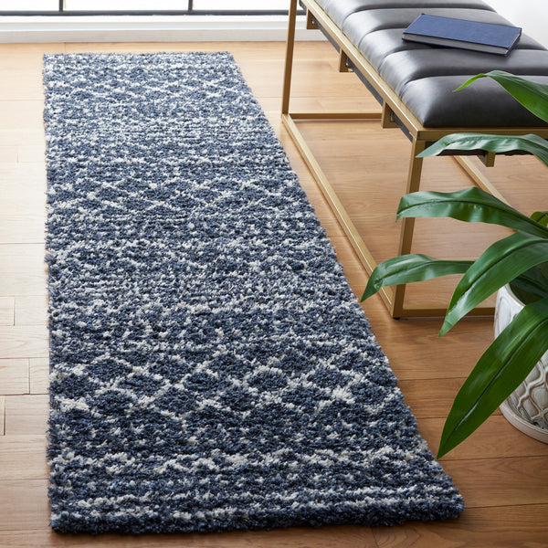 Safavieh Arizona Plush Oval Shag Rug In Slate Blue & Ivory — Power-Loomed Turkish Flokati Texture For Cozy Rooms 6'-0" x 8'-0" ASG741L-68OV