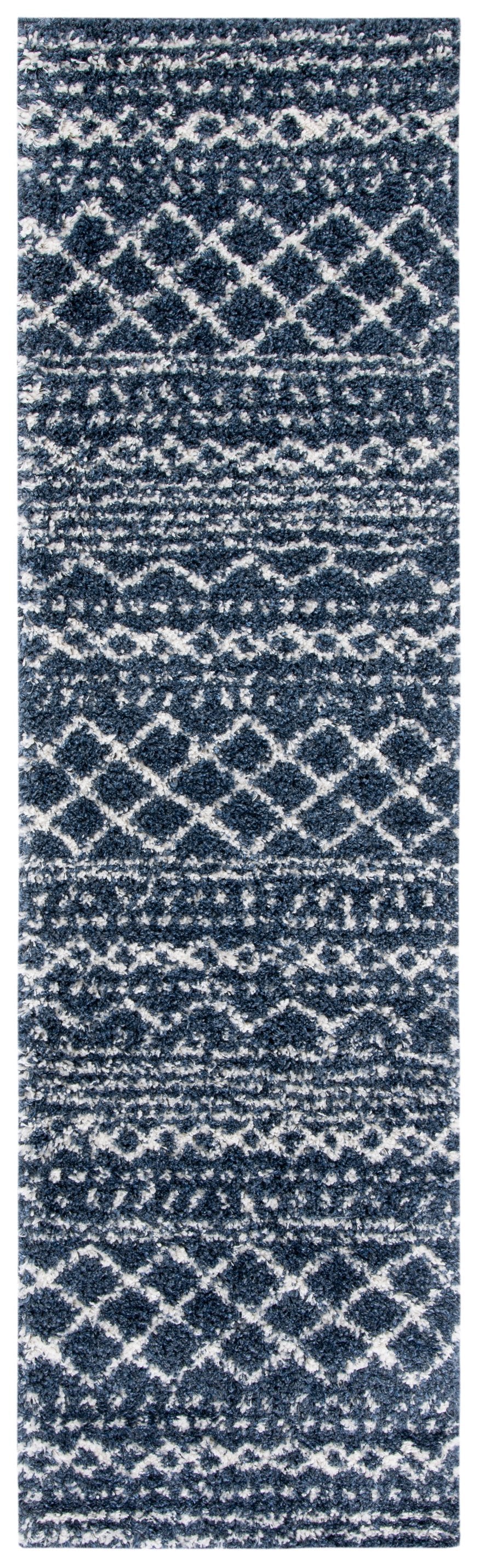 Safavieh Arizona Plush Slate Blue & Ivory Shag Rug — Turkish Power‑Loomed, Jute Texture, Cozy Modern Boho Elegance 6'-0" x 8'-0" ASG741L-68