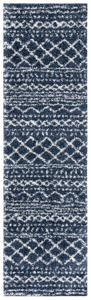 Safavieh Arizona Plush Slate Blue & Ivory Shag Rug — Turkish Power‑Loomed, Jute Texture, Cozy Modern Boho Elegance 6'-0" x 8'-0" ASG741L-68