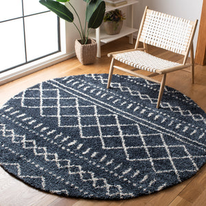 Safavieh Arizona Plush Slate Blue & Ivory Shag Rug — Turkish Power‑Loomed, Jute Texture, Cozy Modern Boho Elegance 6'-0" x 8'-0" ASG741L-68