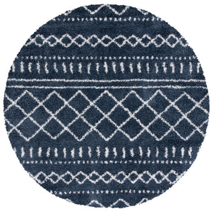 Safavieh Arizona Plush Oval Shag Rug In Slate Blue & Ivory — Power-Loomed Turkish Flokati Texture For Cozy Rooms 6'-0" x 8'-0" ASG741L-68OV