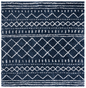 Safavieh Arizona Plush Slate Blue & Ivory Shag Rug — Turkish Power‑Loomed, Jute Texture, Cozy Modern Boho Elegance 6'-0" x 8'-0" ASG741L-68