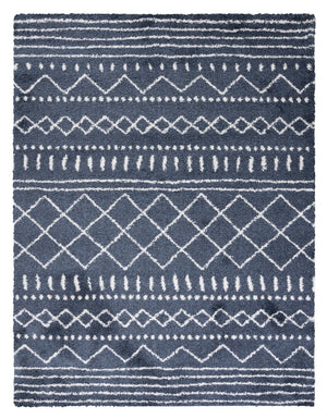 Safavieh Arizona Plush Oval Shag Rug In Slate Blue & Ivory — Power-Loomed Turkish Flokati Texture For Cozy Rooms 6'-0" x 8'-0" ASG741L-68OV