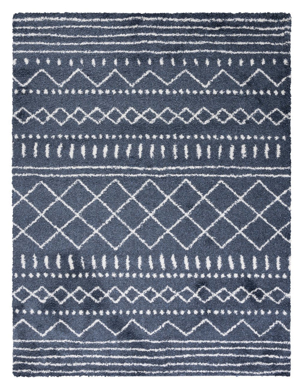 Safavieh Arizona Plush Oval Shag Rug In Slate Blue & Ivory — Power-Loomed Turkish Flokati Texture For Cozy Rooms 6'-0" x 8'-0" ASG741L-68OV