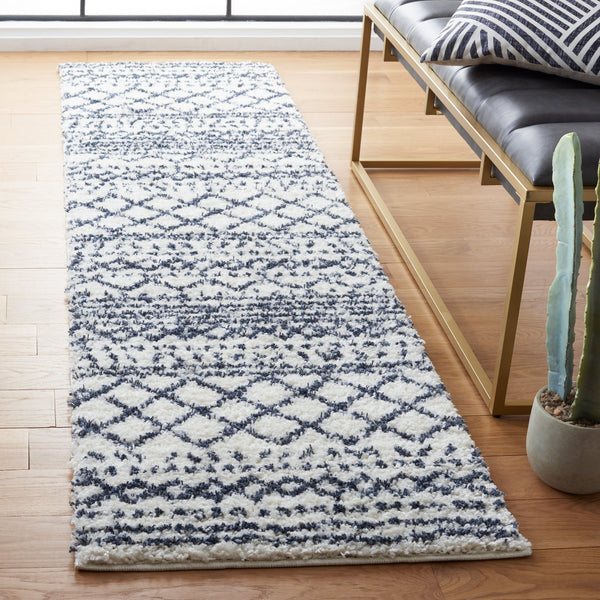Safavieh Arizona Plush Shag Oval Rug In Ivory And Slate — Deep Pile, Boho-Geometric Texture, Durable Turkish Looming 6'-0" x 8'-0" ASG741M-68OV