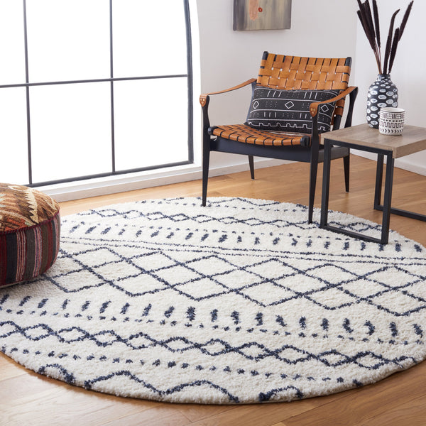 Safavieh Arizona Plush Shag Oval Rug In Ivory And Slate — Deep Pile, Boho-Geometric Texture, Durable Turkish Looming 6'-0" x 8'-0" ASG741M-68OV