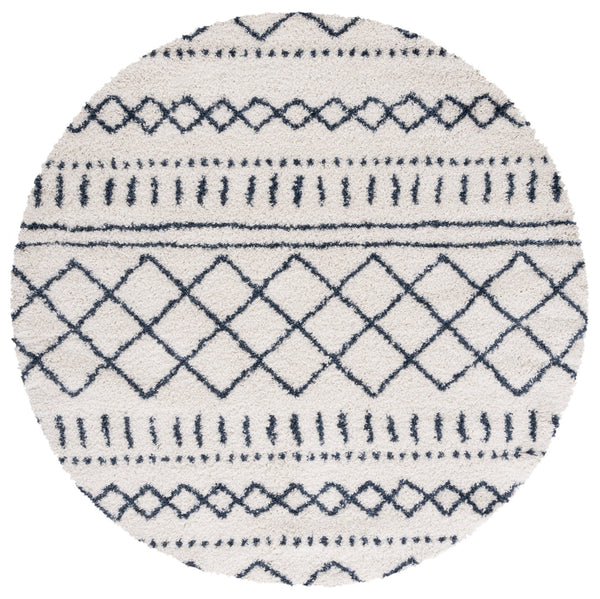 Safavieh Arizona Plush Shag Oval Rug In Ivory And Slate — Deep Pile, Boho-Geometric Texture, Durable Turkish Looming 6'-0" x 8'-0" ASG741M-68OV