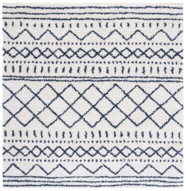 Safavieh Arizona Plush Shag Oval Rug In Ivory And Slate — Deep Pile, Boho-Geometric Texture, Durable Turkish Looming 6'-0" x 8'-0" ASG741M-68OV