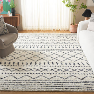 Safavieh Arizona Plush Shag Oval Rug In Ivory And Slate — Deep Pile, Boho-Geometric Texture, Durable Turkish Looming 6'-0" x 8'-0" ASG741M-68OV