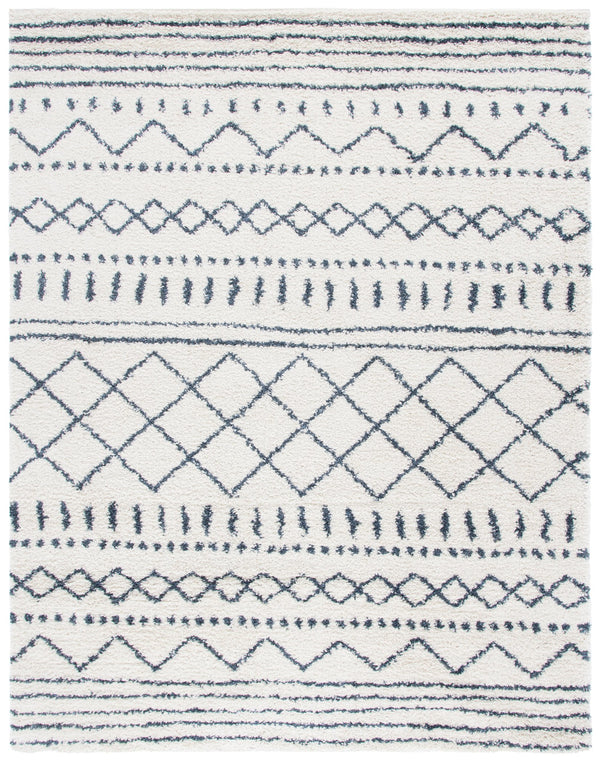 Safavieh Arizona Plush Shag Oval Rug In Ivory And Slate — Deep Pile, Boho-Geometric Texture, Durable Turkish Looming 6'-0" x 8'-0" ASG741M-68OV