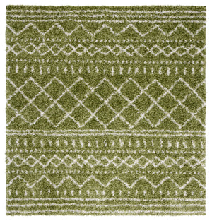 Safavieh Arizona Shag Area Rug - Elegant Geometric Design In Ivory And Beige For Cozy Home Decor Solutions Green ,Ivory 70% Polypropylene  22% Jute  8% Polyester Asg741x-3sq